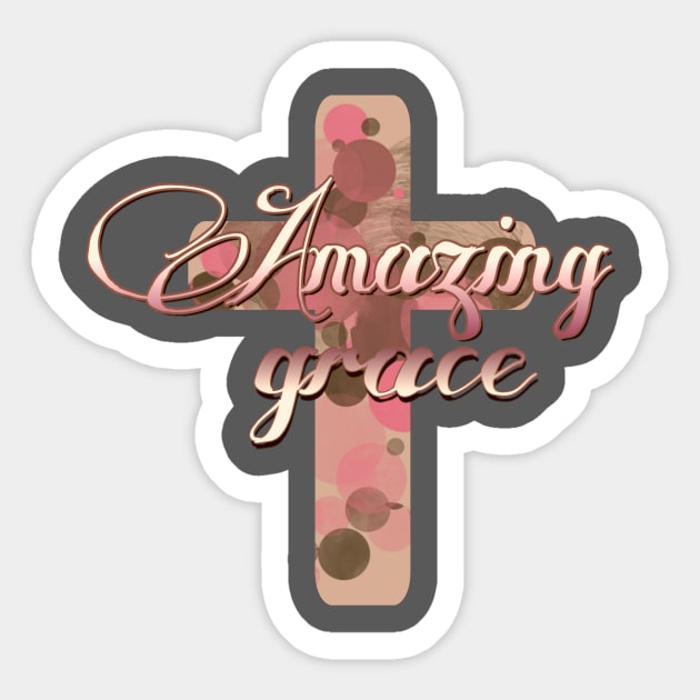 Amazing Grace with Stylized Cross Sticker by AlondraHanley